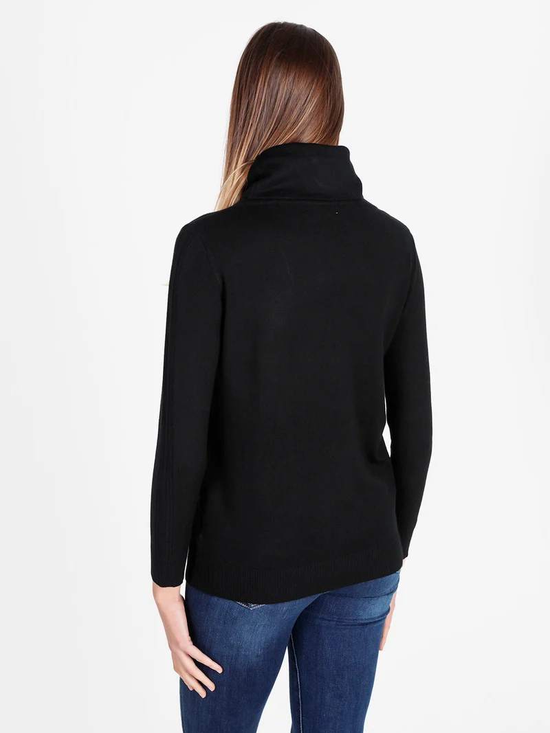 Dolcevita donna in maglia tinta unita - nero