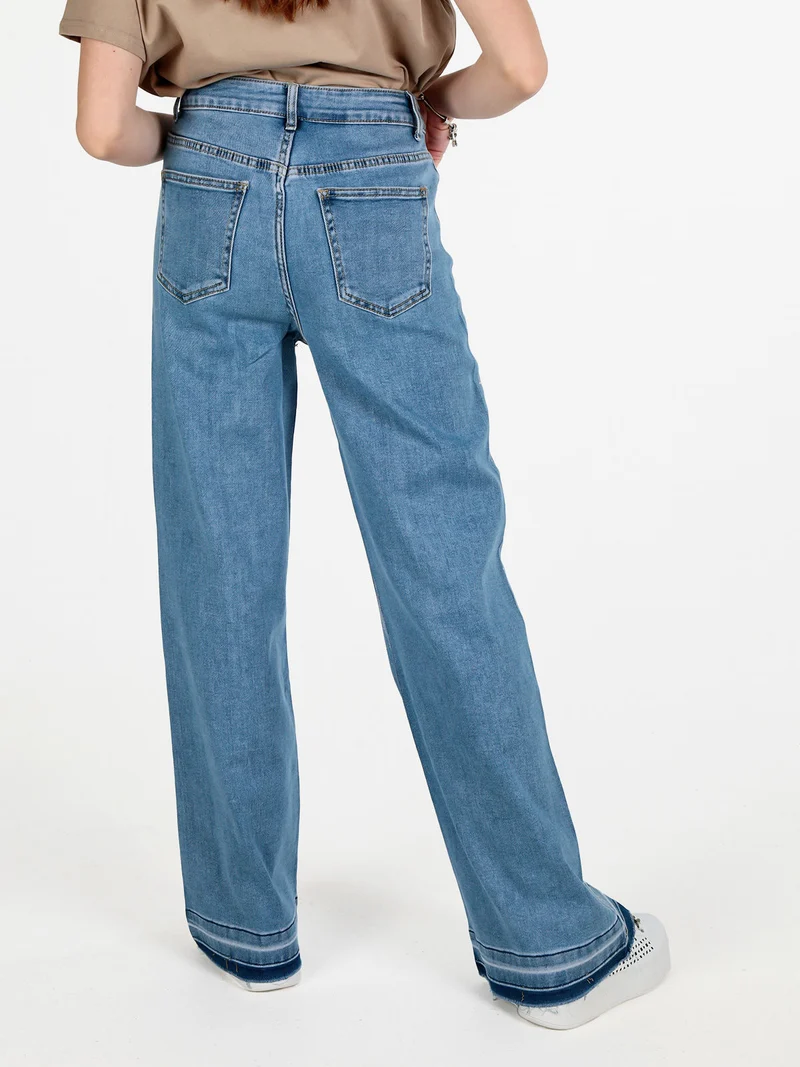 Jeans donna wide leg con strass - jeans