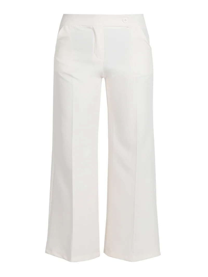 Pantaloni classici da donna a palazzo - panna
