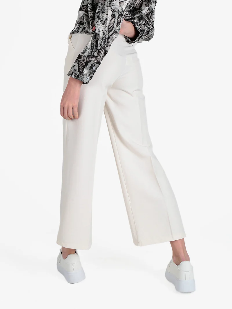 Pantaloni classici da donna a palazzo - panna