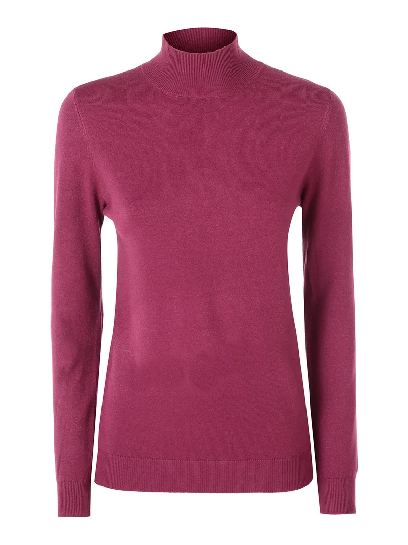 Pullover donna in maglia a lupetto - rosso