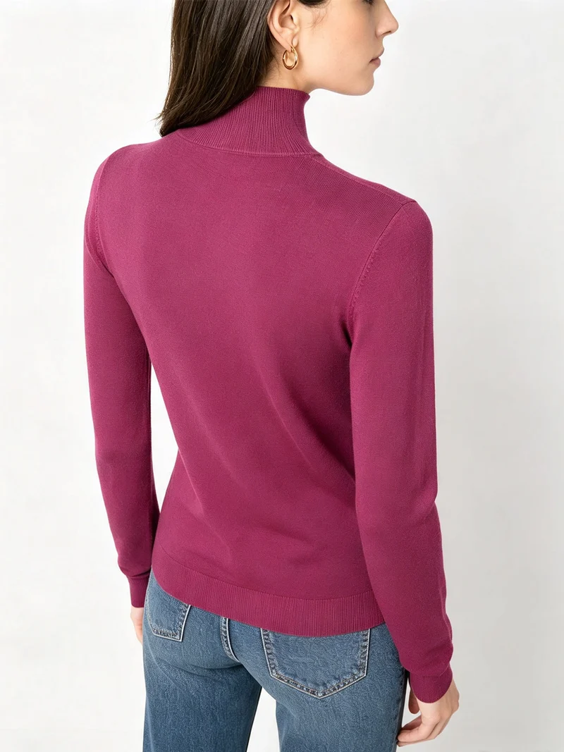 Pullover donna in maglia a lupetto - rosso