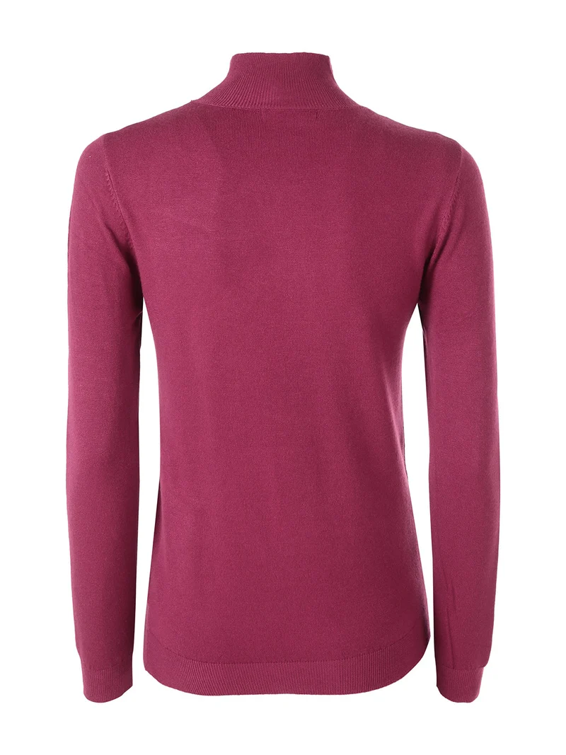 Pullover donna in maglia a lupetto - rosso