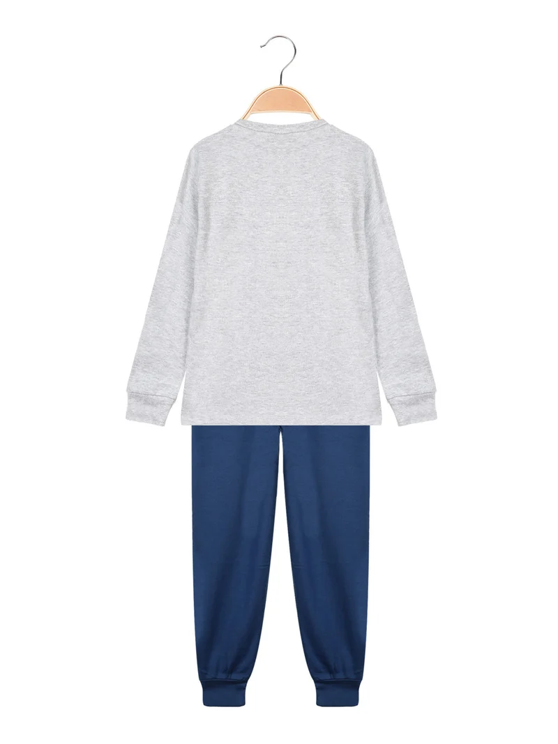 Pigiama lungo in caldo cotone da bambino con stampe - grigio
