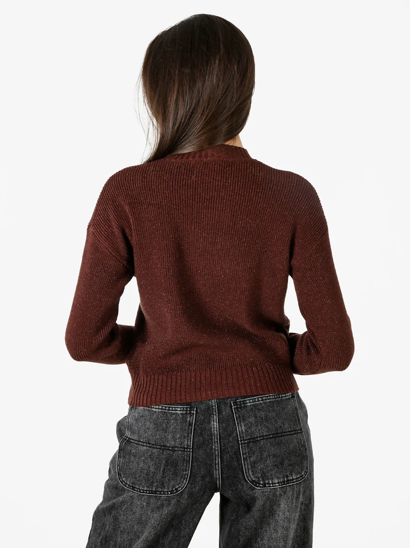 Maglione girocollo da donna lurex - moro