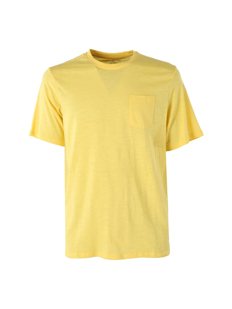 T-shirt in cotone da uomo con taschino - giallo