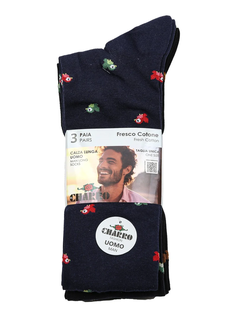 Confezione da 3 paia di calze lunghe uomo in cotone - nero