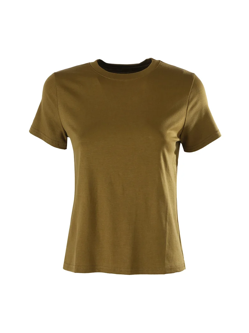 T-shirt girocollo da donna - oliva