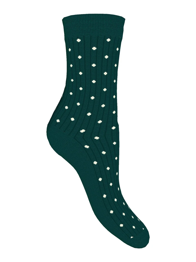 Calze corte da donna a pois - verde scuro