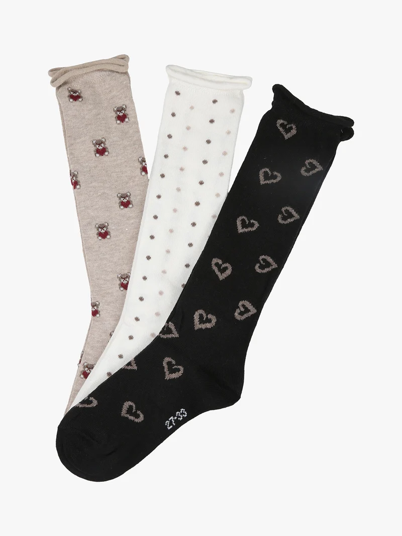 Confezione da 3 paia di calze lunghe da bambina caldo cotone - bianco