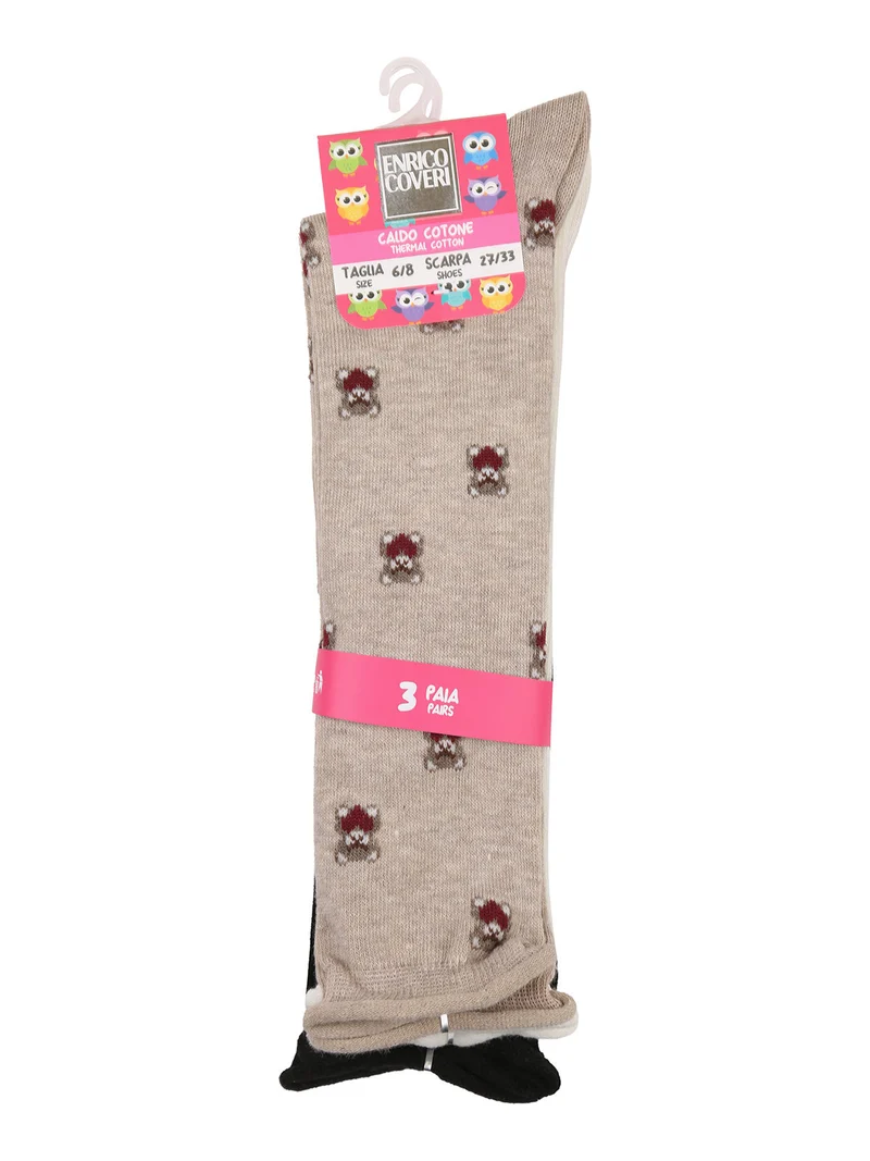 Confezione da 3 paia di calze lunghe da bambina caldo cotone - bianco