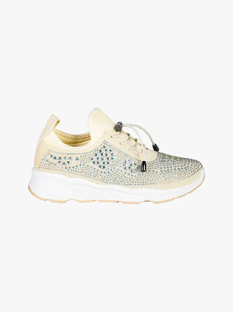 Sneakers donna slip on con borchie - beige