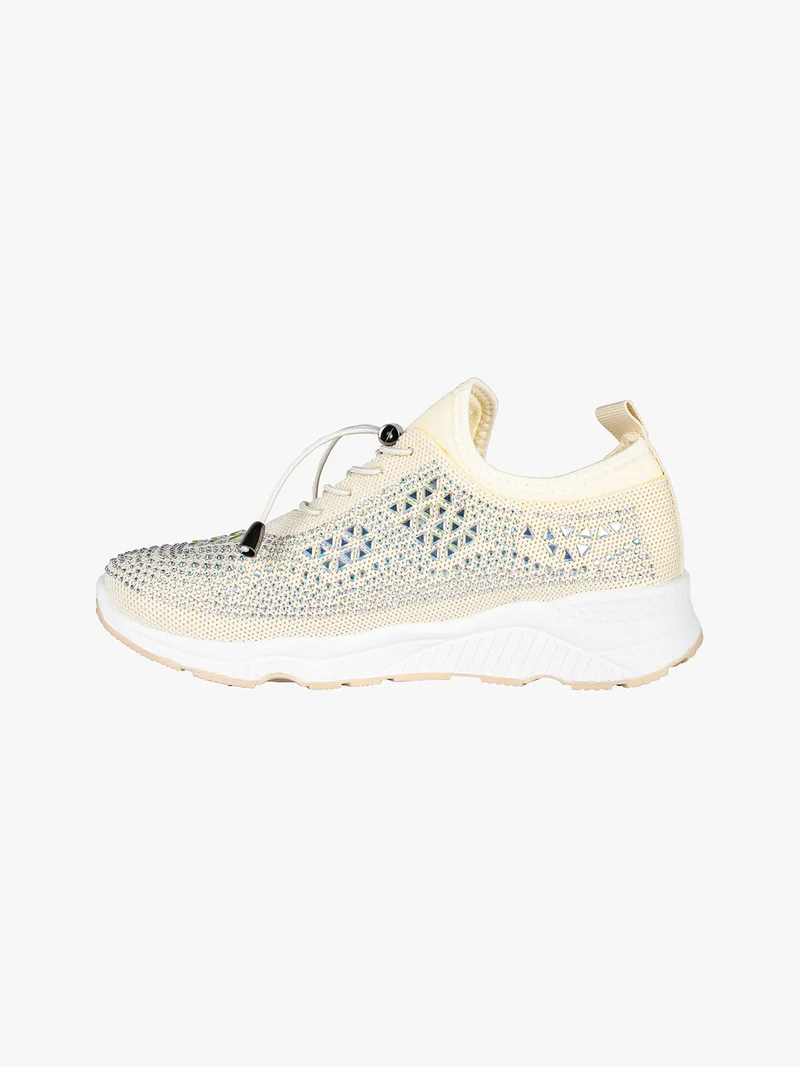 Sneakers donna slip on con borchie - beige
