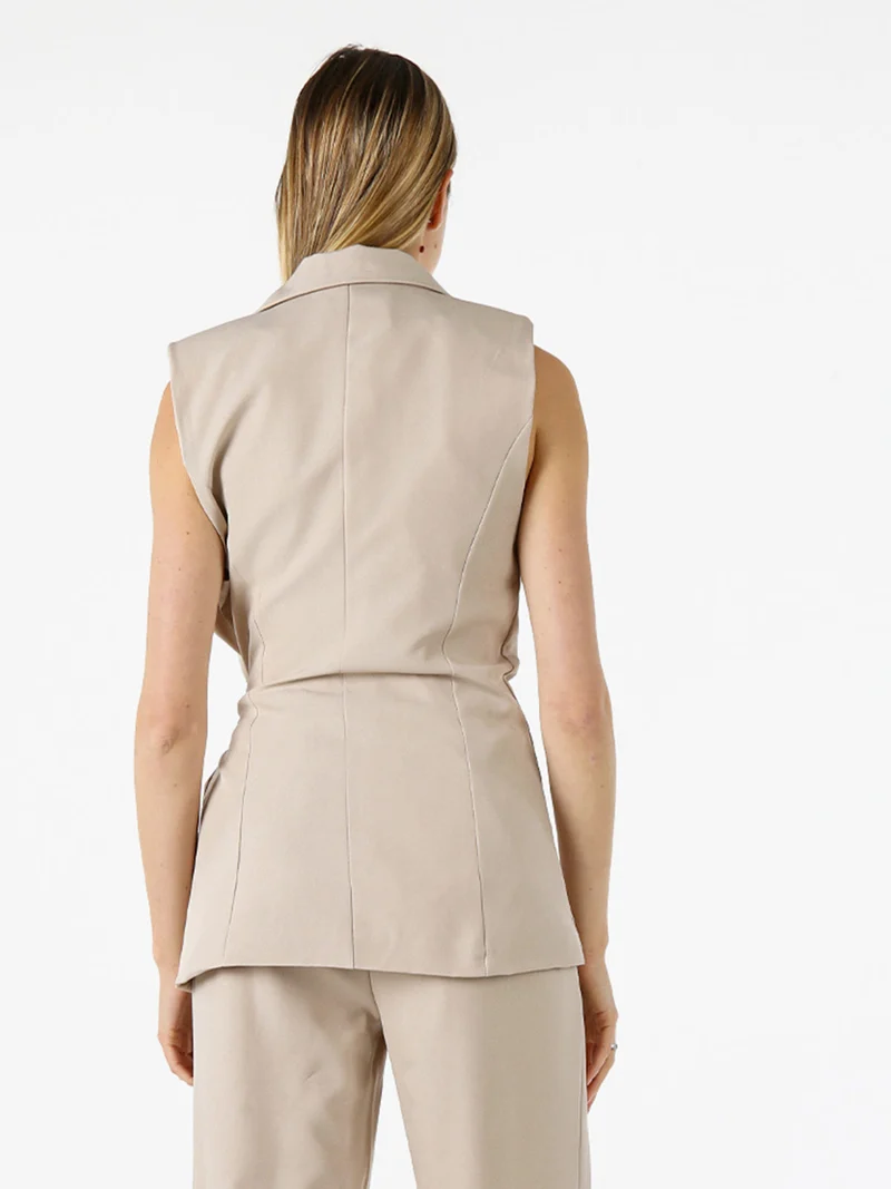 Gilet donna con dettaglio dorato - beige