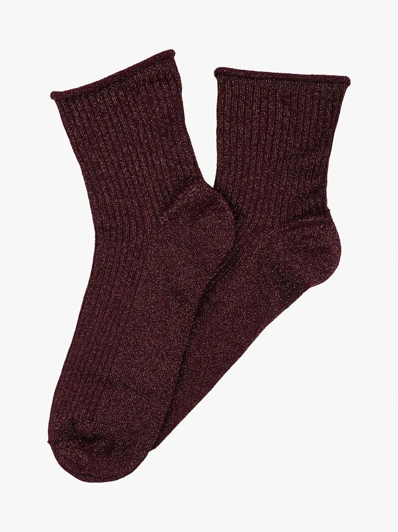 Calze corte lurex da donna - bordeaux