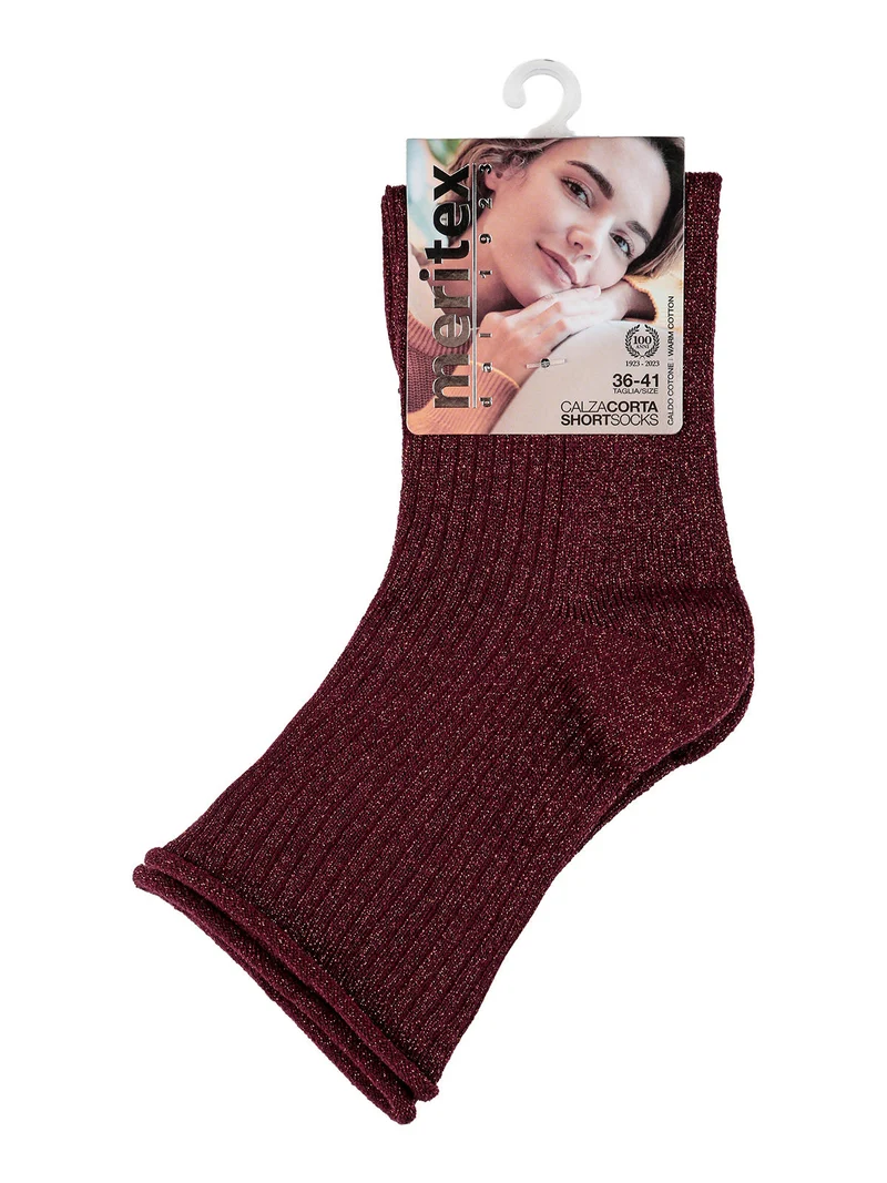 Calze corte lurex da donna - bordeaux