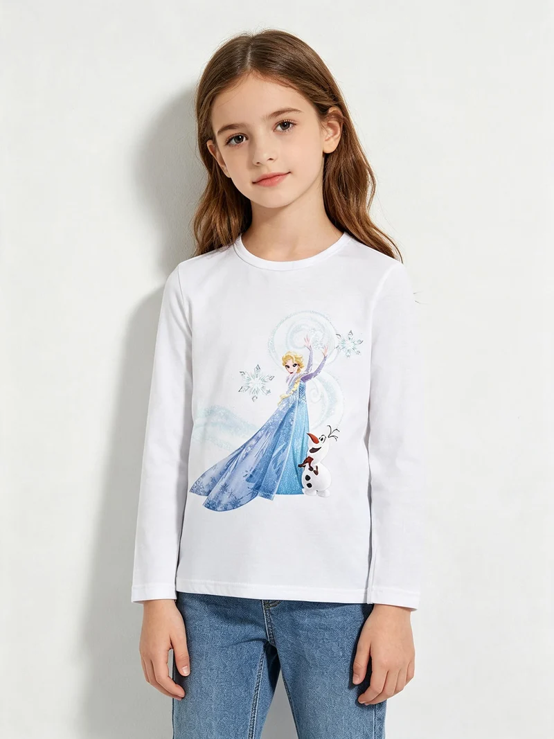 Elsa maglietta bimba a manica lunga - bianco