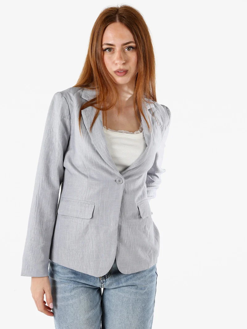 Blazer donna in misto lino e viscosa - grigio