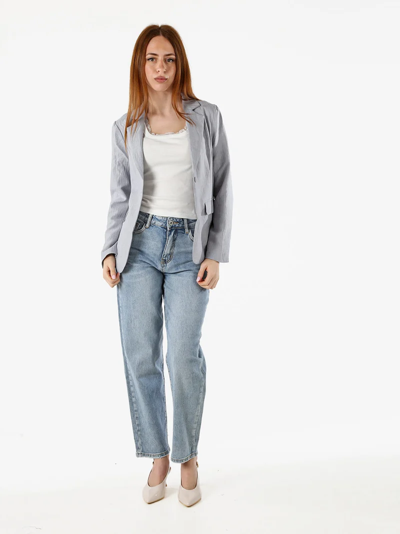 Blazer donna in misto lino e viscosa - grigio