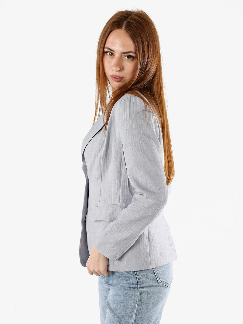 Blazer donna in misto lino e viscosa - grigio