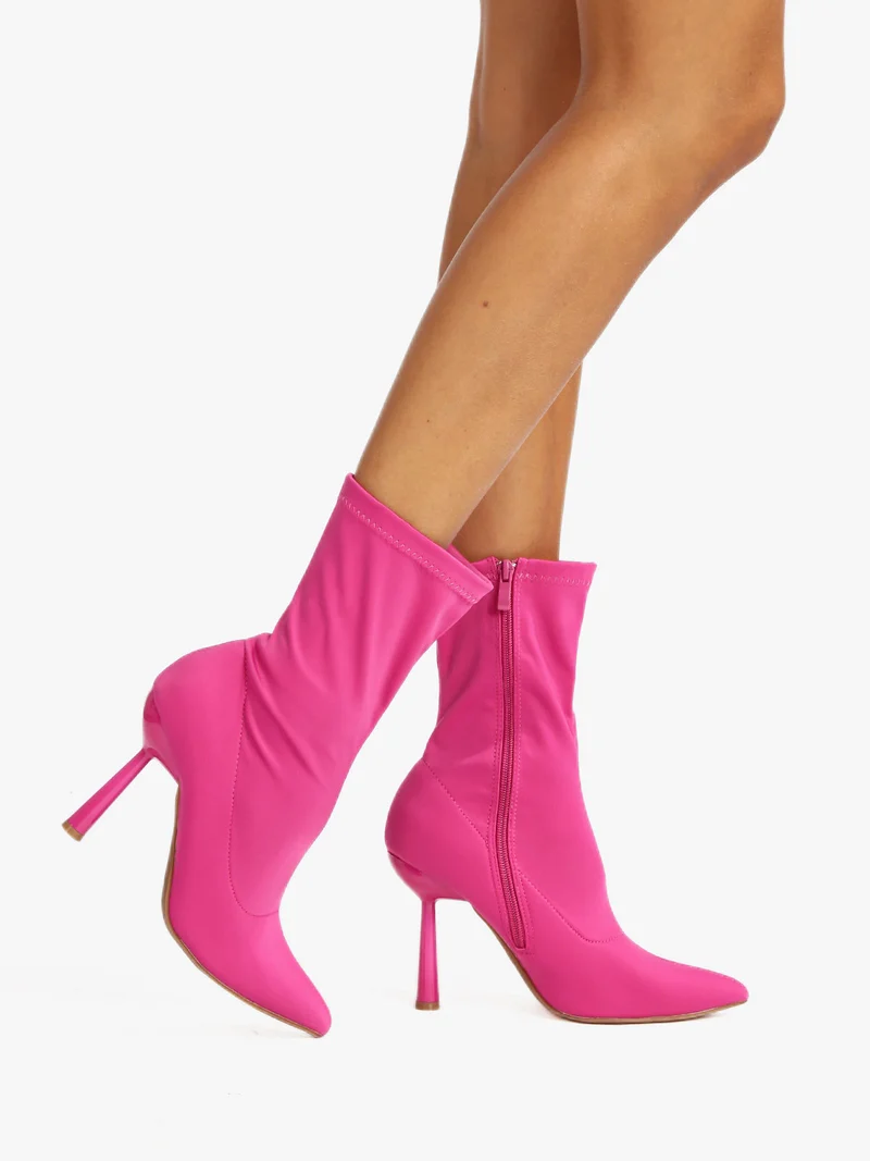Stivaletti donna a punta - fucsia