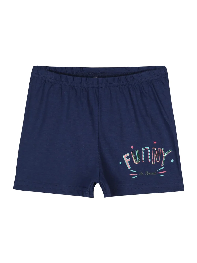 Canotta girocollo con disegni + shorts blu completo 2 pezzi in cotone - grigio