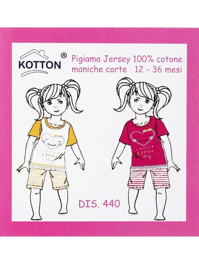 Pigiama corto da neonata in cotone - giallo