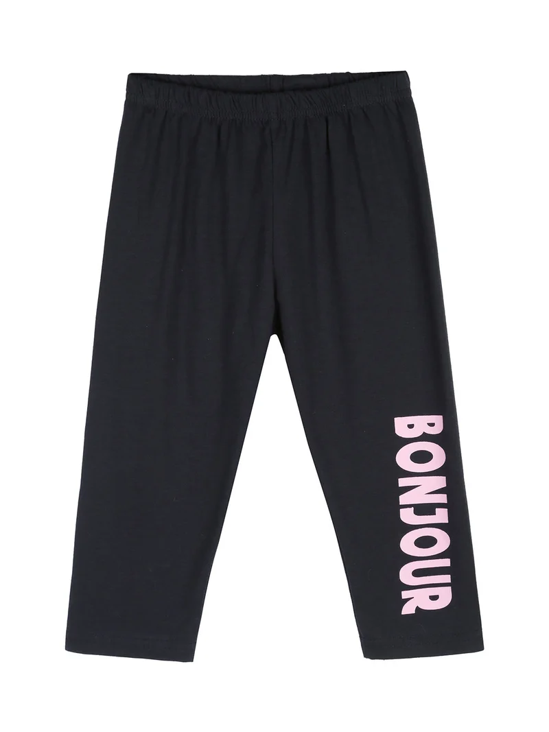 Completo da bambina con t-shirt e leggings a 3/4 - rosa