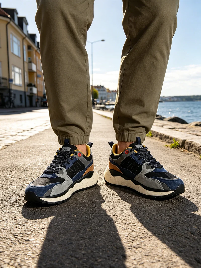 Sneakers da uomo stringate - blu scuro