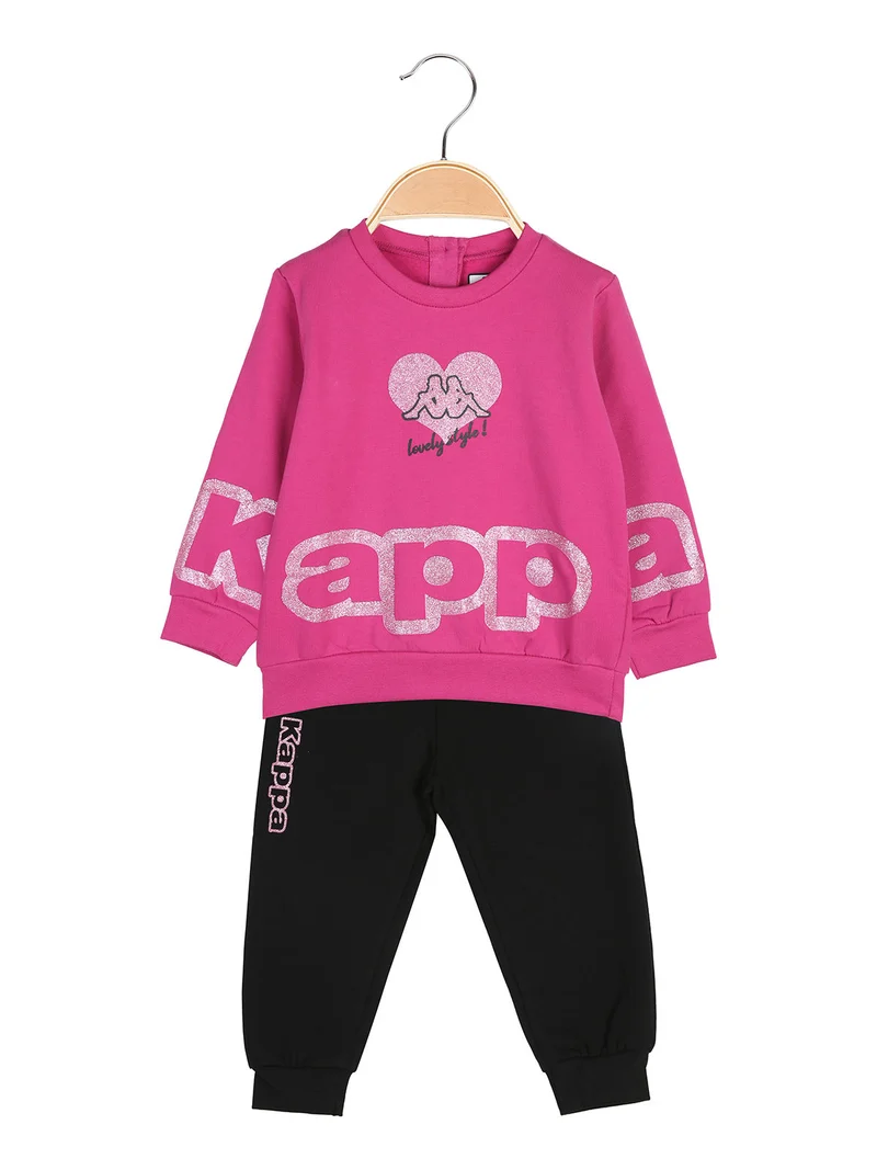 Completo tuta 2 pezzi glitter da neonata con interno felpato - fucsia