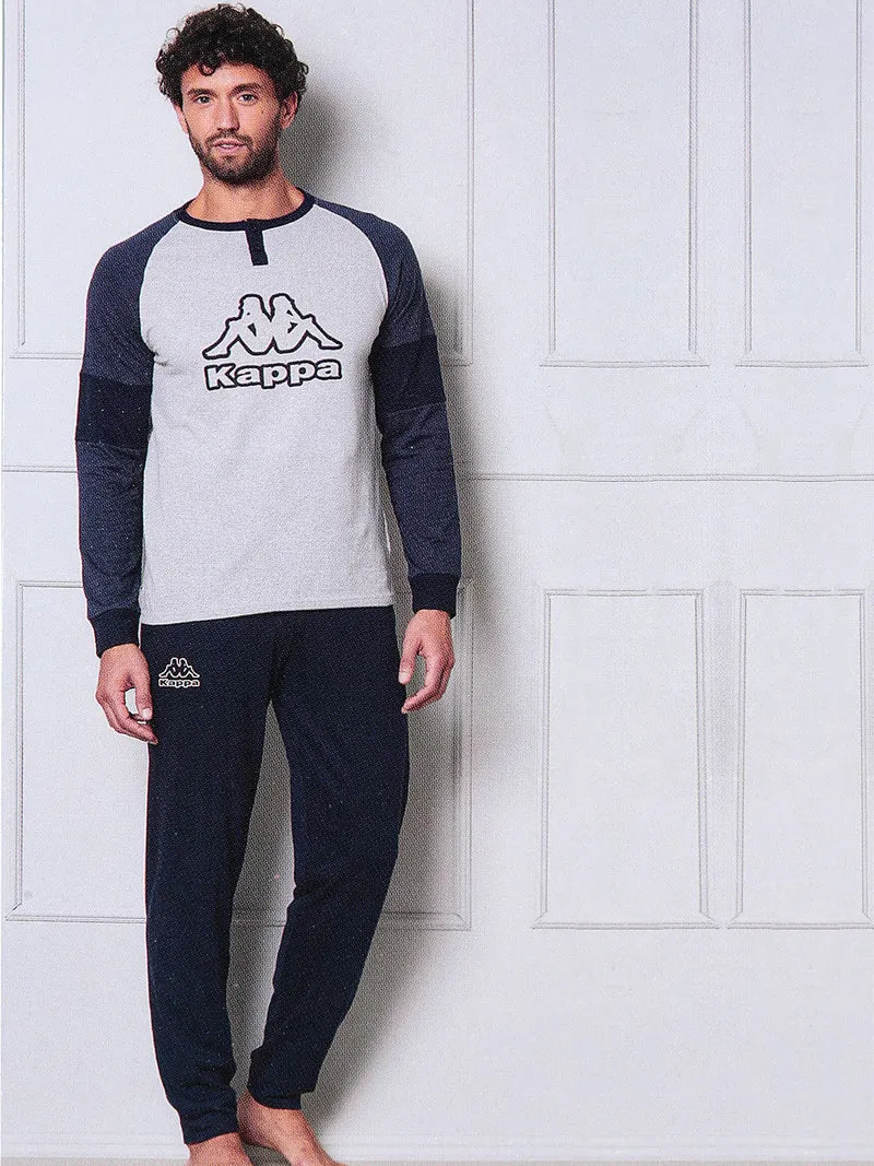 Pigiama lungo da uomo in misto cotone - grigio