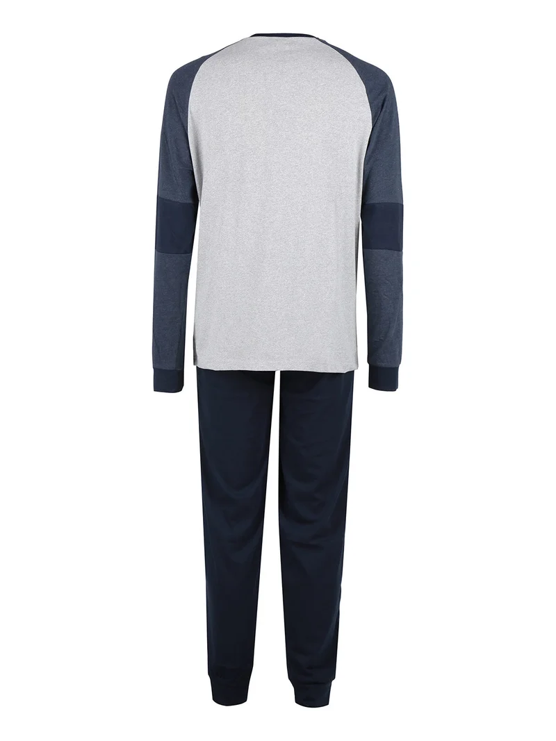 Pigiama lungo da uomo in misto cotone - grigio