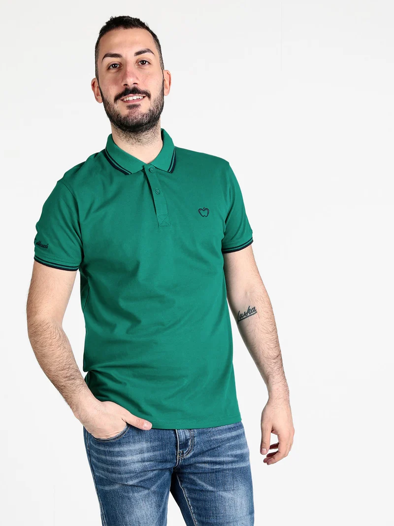 Polo da uomo a maniche corte in cotone - verde chiaro