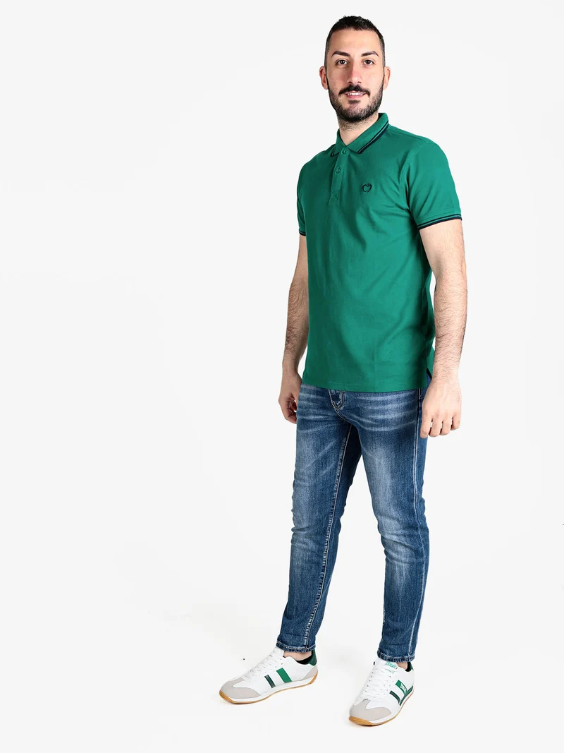 Polo da uomo a maniche corte in cotone - verde chiaro