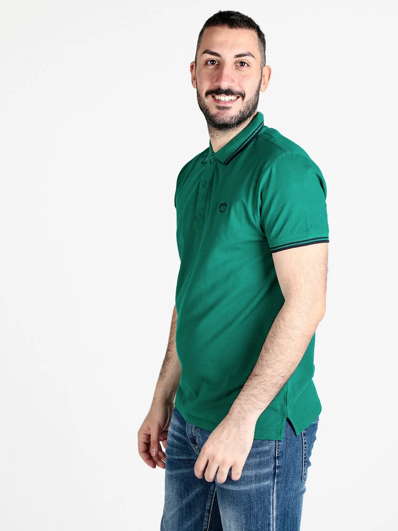 Polo da uomo a maniche corte in cotone - verde chiaro