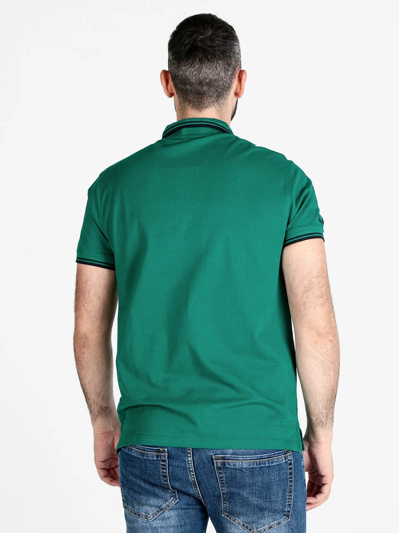Polo da uomo a maniche corte in cotone - verde chiaro