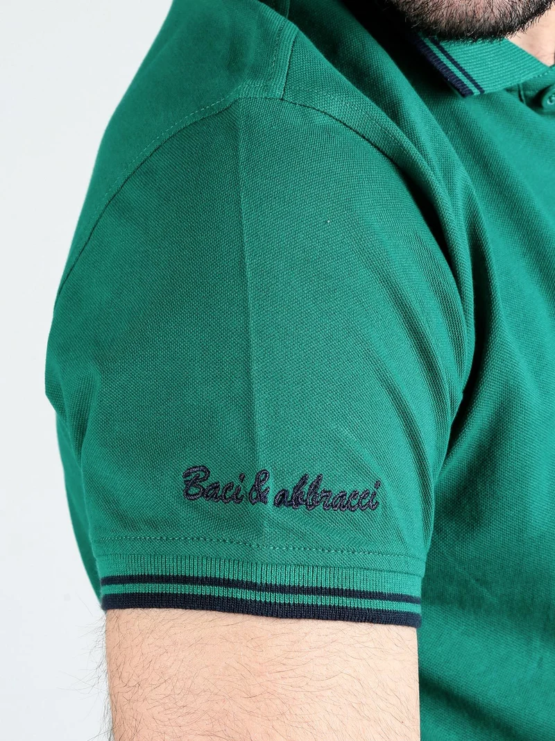 Polo da uomo a maniche corte in cotone - verde chiaro