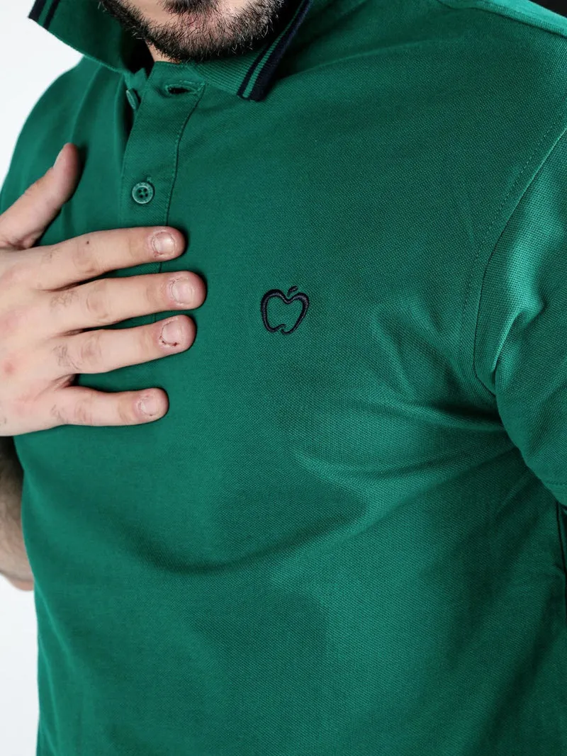 Polo da uomo a maniche corte in cotone - verde chiaro
