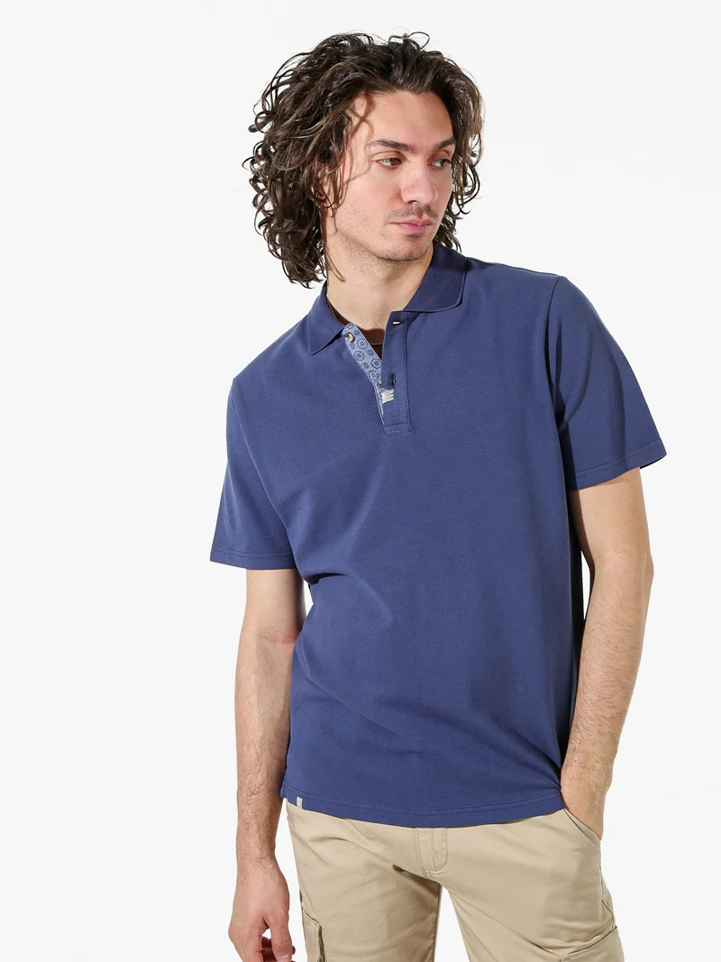 Polo in cotone da uomo a maniche corte - blu