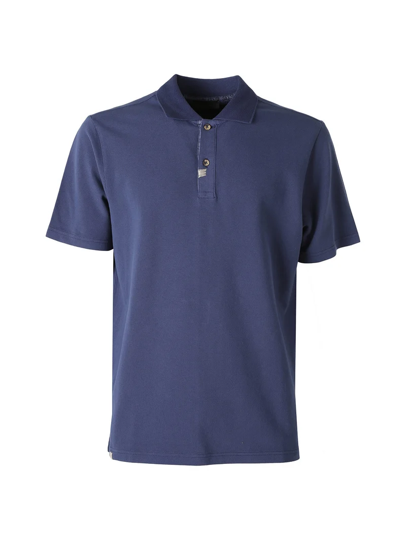 Polo in cotone da uomo a maniche corte - blu
