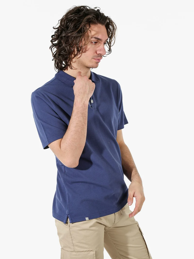 Polo in cotone da uomo a maniche corte - blu