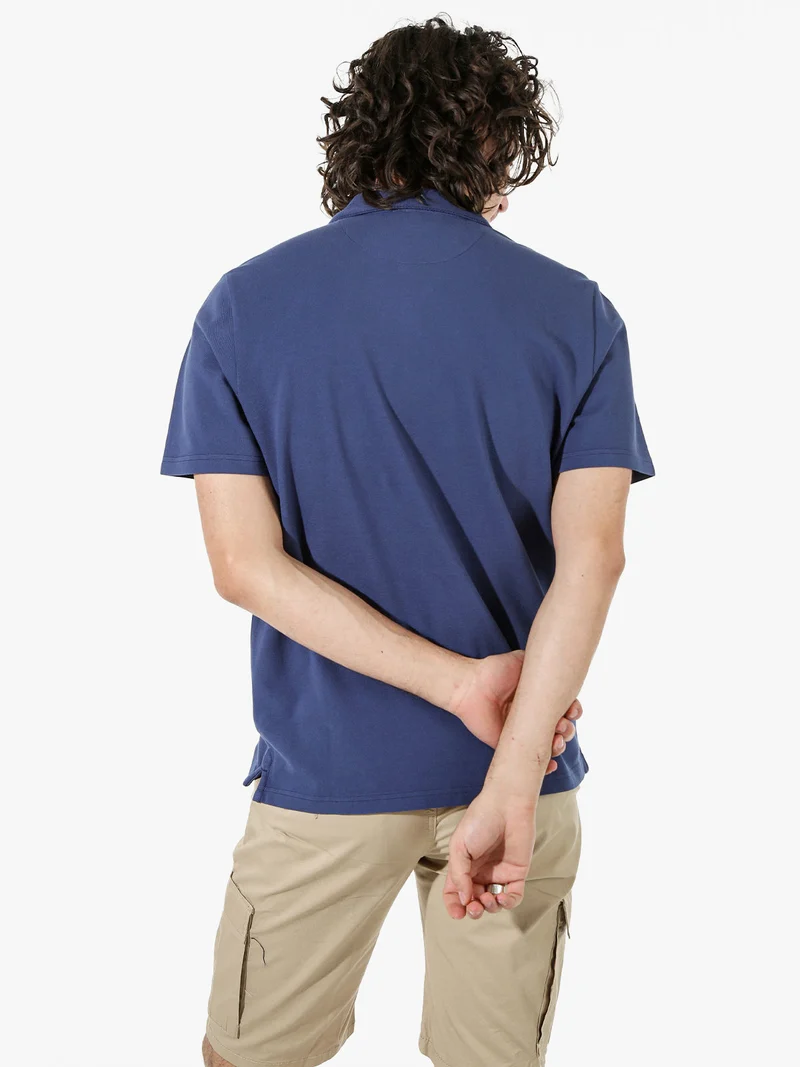 Polo in cotone da uomo a maniche corte - blu