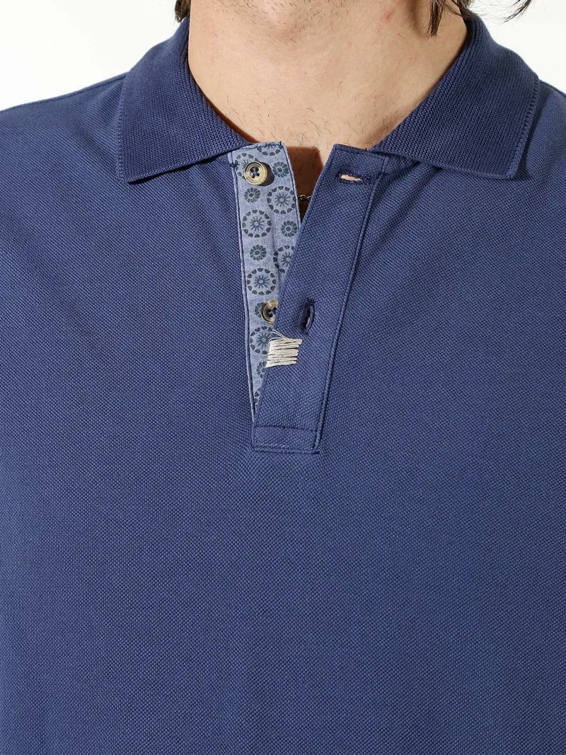 Polo in cotone da uomo a maniche corte - blu