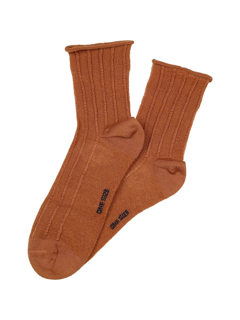 Calze donna midi in cotone mercerizzato - marrone