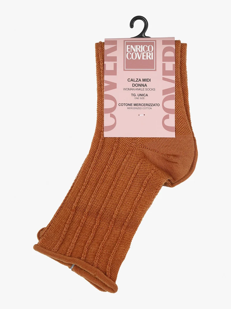 Calze donna midi in cotone mercerizzato - marrone