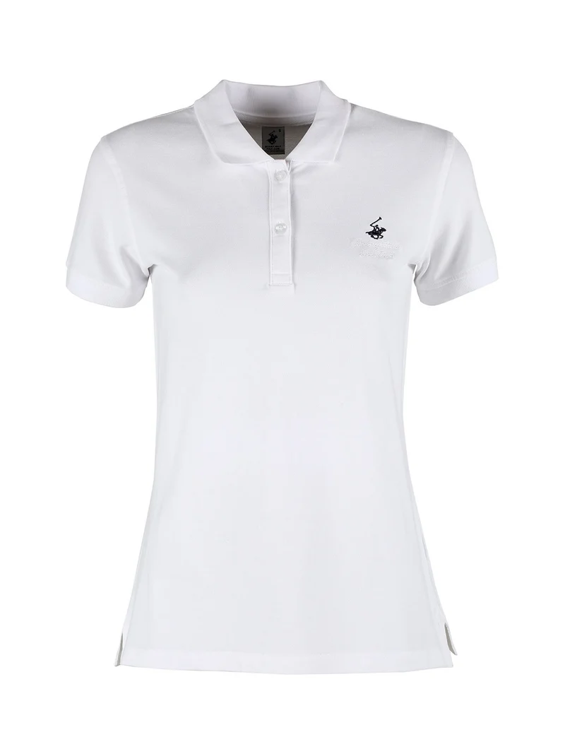 Polo donna in cotone a maniche corte - bianco
