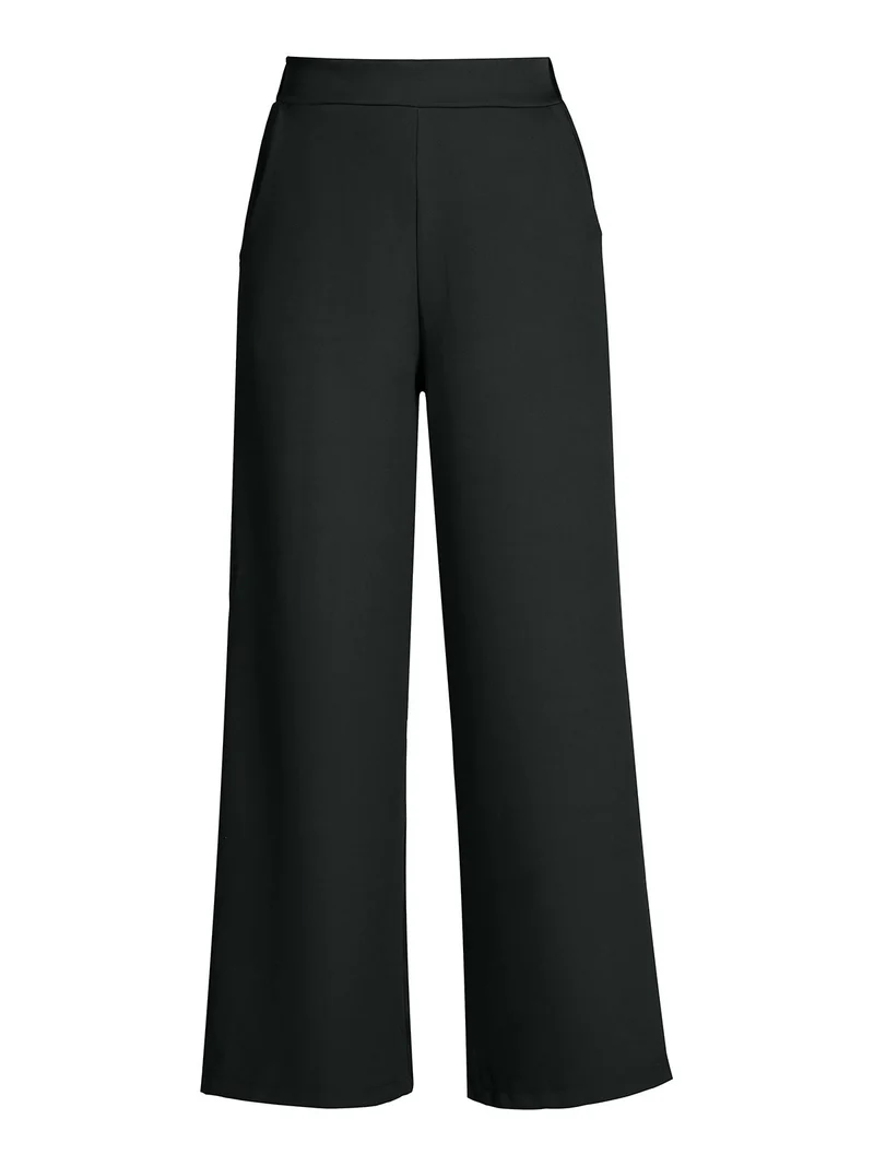 Pantaloni donna ampi a vita alta - nero