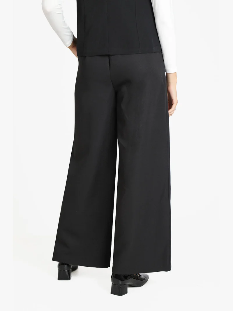 Pantaloni donna ampi a vita alta - nero
