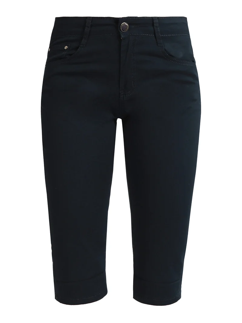Pantaloni donna a pinocchietto in cotone - blu scuro
