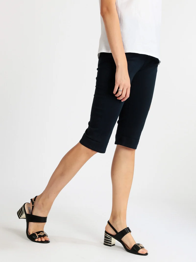 Pantaloni donna a pinocchietto in cotone - blu scuro